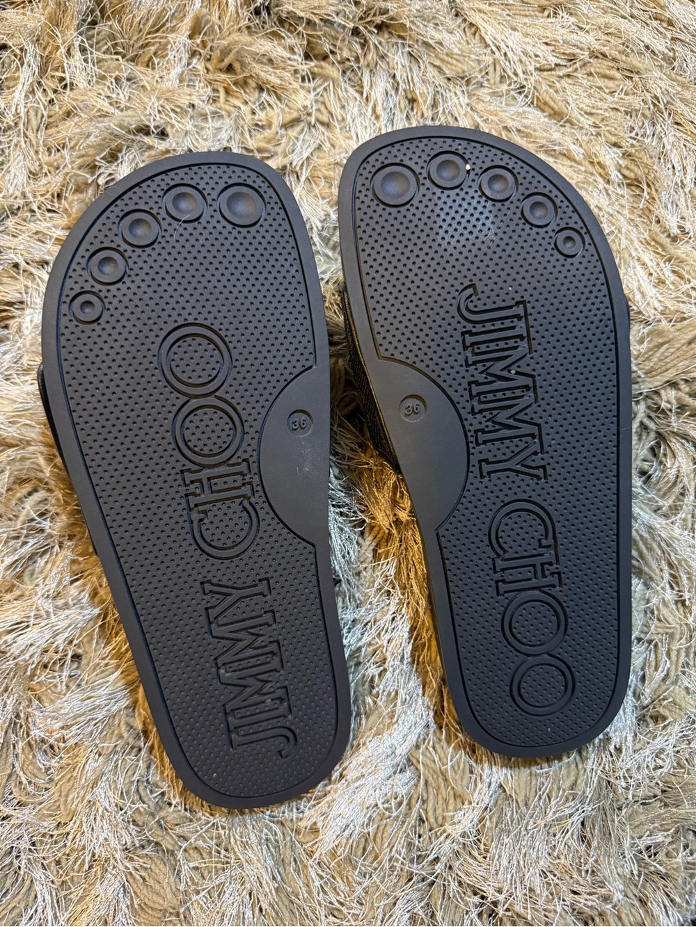 Jimmy Choo FITZ Black/Gold JC Monogrammed Slides - Picture 9 of 14
